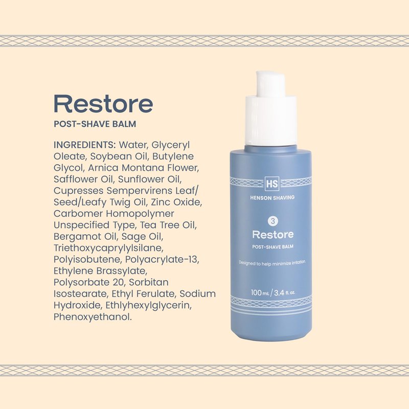 Henson Shaving Restore Post-Shave Balm – Barber Formulated - Lightweight, Fast Absorbing Post Shaving Balm to Soothe & Hydrate Skin After Shaving 3.4oz – Calms Irritation for a Smooth Finish