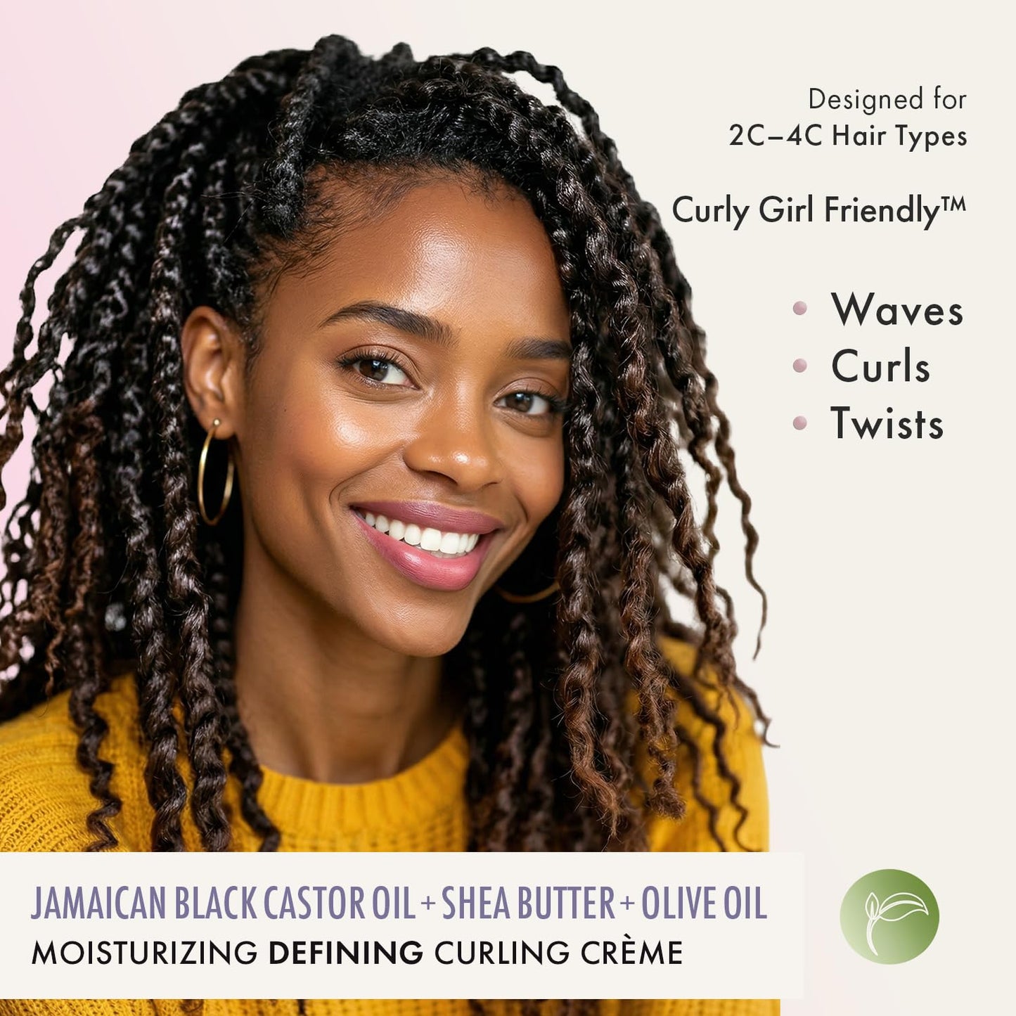 Curly Girl Friendly Curling Cream - Moisturizing Anti-Frizz Formula with Shea Butter & Castor Oil | 16 oz for Wavy, Curly & Coily Hair (2C–4C)