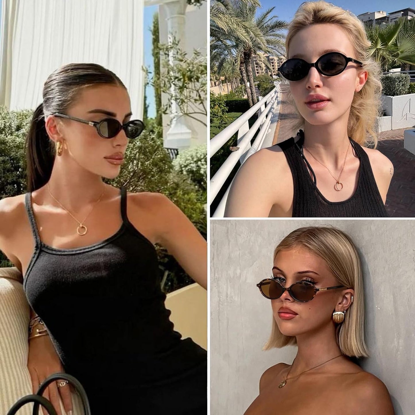 Retro Oval Sunglasses for Women - Vintage 90s Y2K Trendy Designer Eyewear | UV Protection
