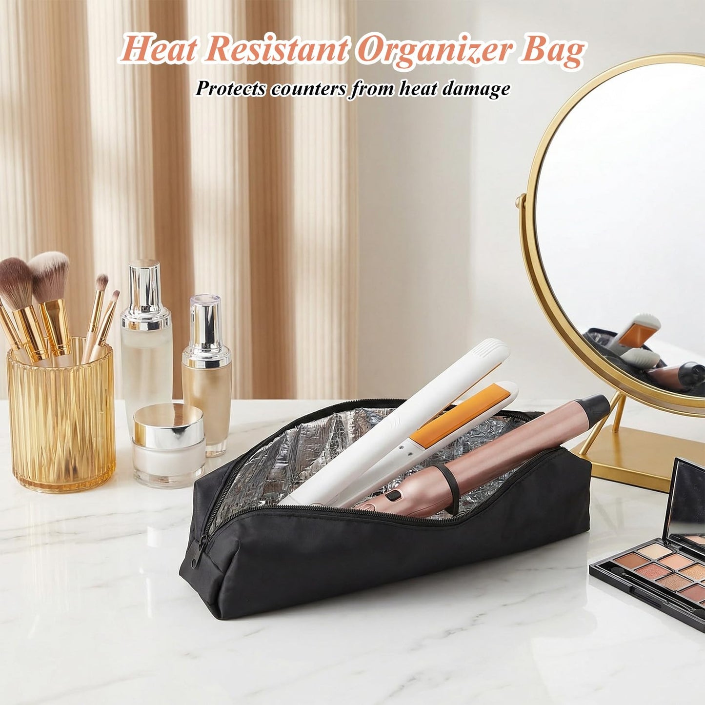 WJIAAA Professional Hot Hair Tools Organizer Bag for Curling Flat Irons