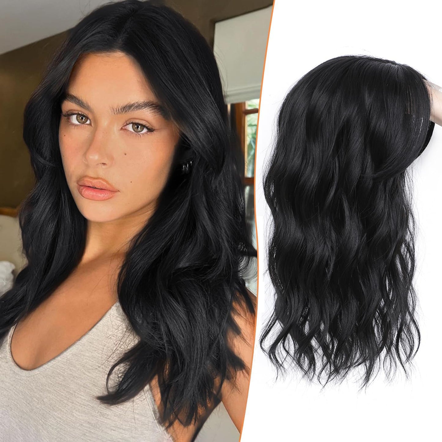 Hair Topper for Women - 16 Inch Natural-Looking Synthetic Hairpiece with Soft Volume & Secure Clips