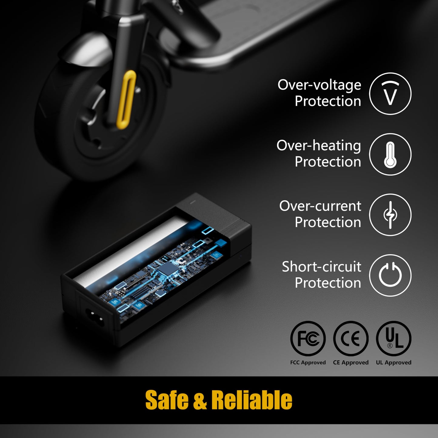 Carsty Wheelchair Charger & Mobility Scooter Charger | Universal 24V 2A Fast Charging | Safety-Certified 3-in-1 Solution (Hoverboard Compatible)