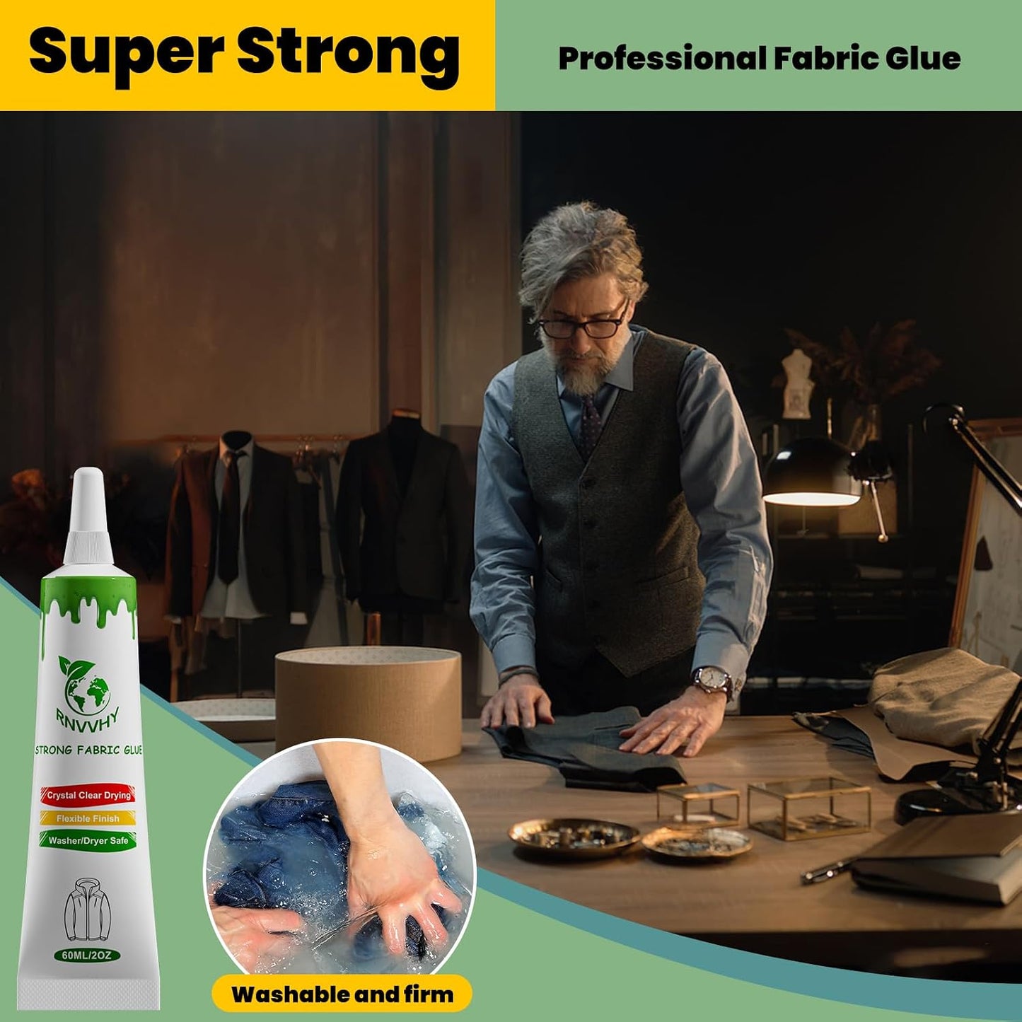 Permanent Fabric Glue - Super Strong Clear Adhesive for Clothing, Patches, Leather & More | 60ml