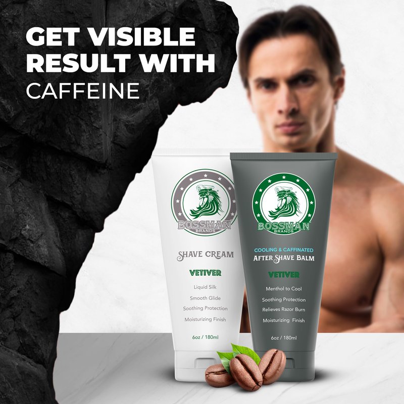 Bossman Silk Lotion Shaving Cream & Cooling After Shave for Men Combo – Shave Cream & After Shave Balm for Men (Vetiver X Scent)