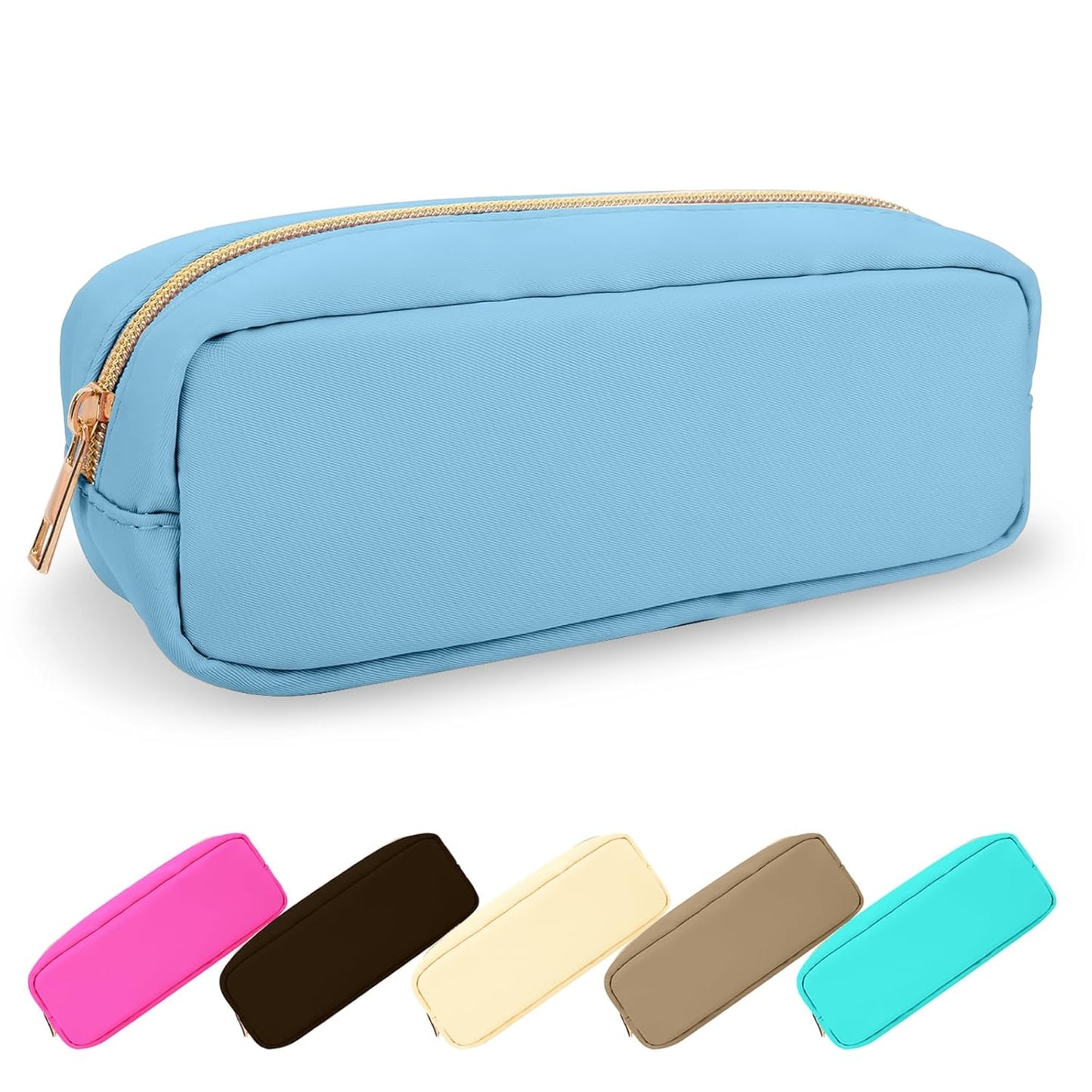 Waterproof Mini Floral Makeup Bag - Nylon Travel Pouch for Women | Cute Zipper Toiletry Organizer (Mini White-Flowers)