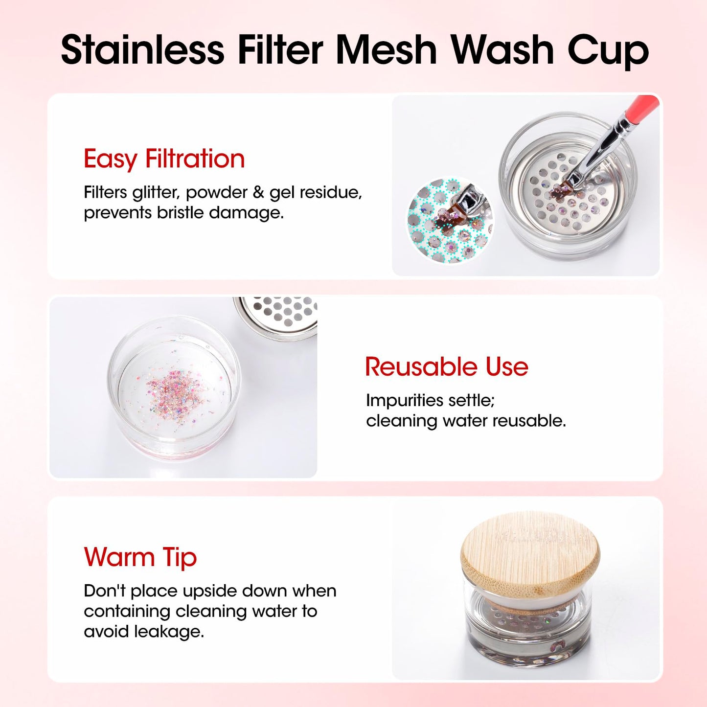 Gellen Nail Art Brush Cleaner with Wash Cup & 100Pcs Cotton Pads