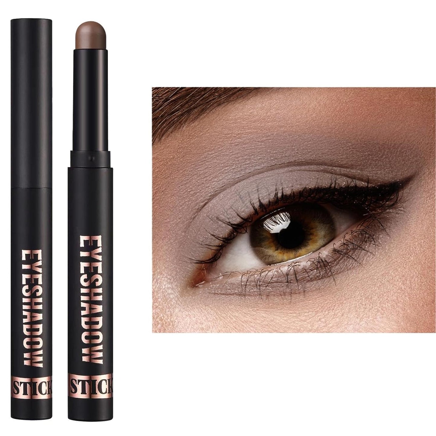 Neutral Eyeshadow Stick - High Pigmented Cream Eye Shadow Pencil | Waterproof & Long Lasting, 21# Gray Brown Matte