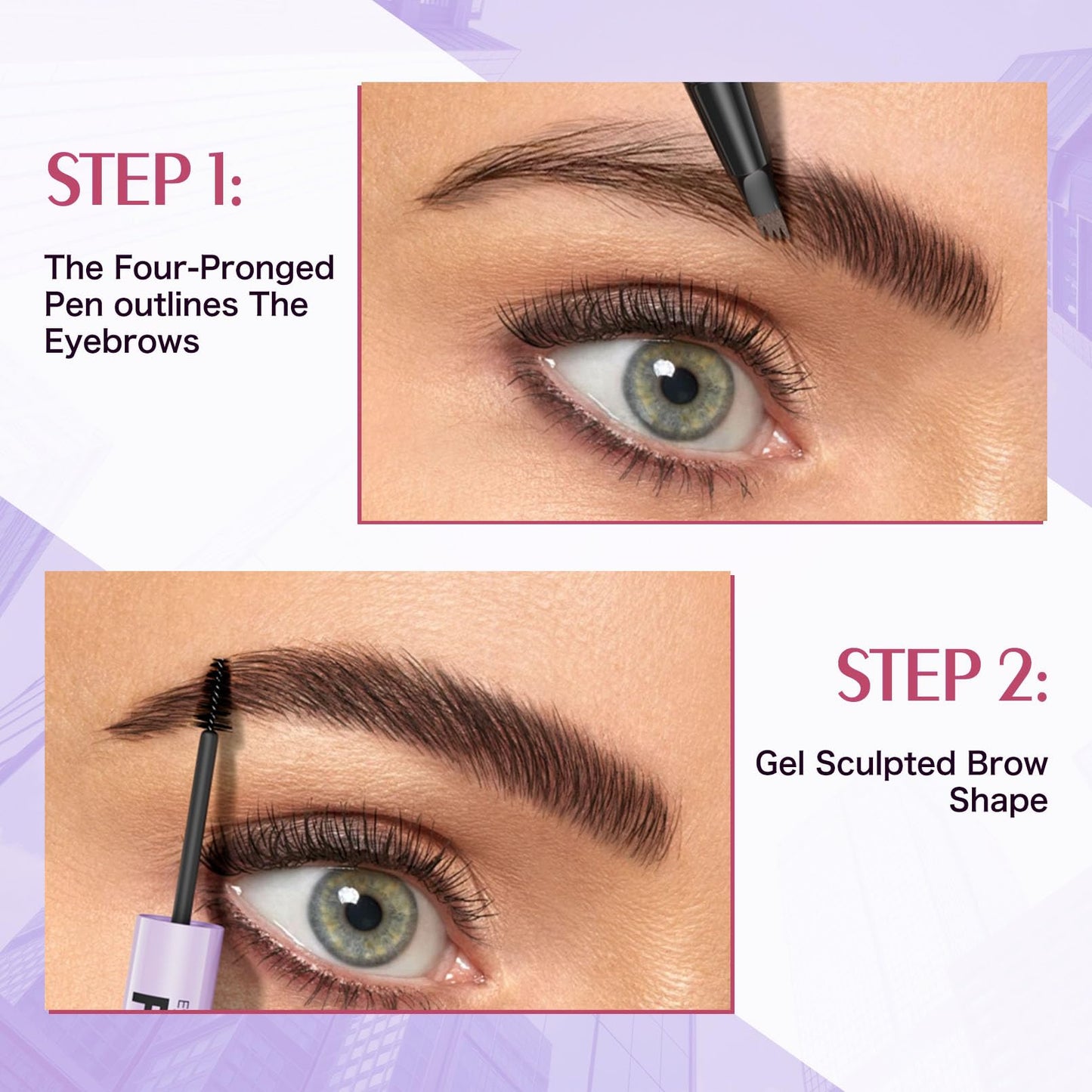 NyxaraJH 2-in-1 Eyebrow Pen and Gel Set, 4-Tip Ultra Precise Brow Shaping, 5 Hair Color Matching Shades, Transparent Sealing Gel, Natural Definition, 3#Dark Brown
