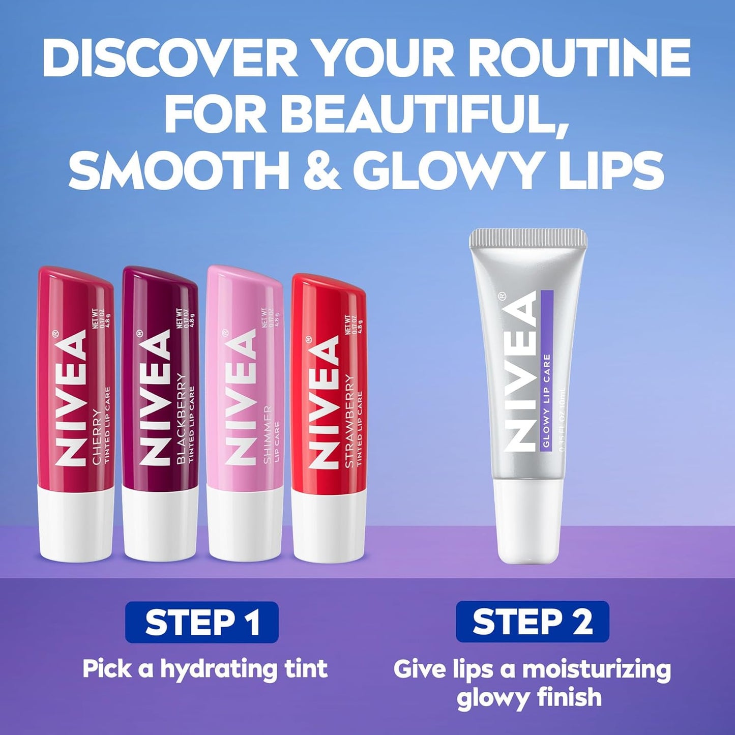 NIVEA Glowy Lips Vegan Lip Balm - Hydrating with Hyaluronic Acid & Vitamin E | 0.35 Fl Oz Tube