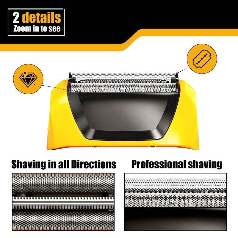 Shaver Replacement Foils Cutters and Head for Wahl Yellow Lifeproof Foil Shaver Series 7061 Model 7045-100