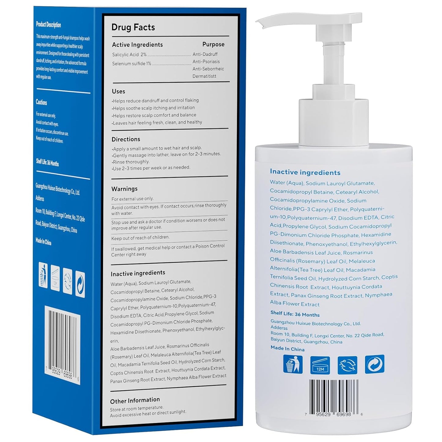 Dandruff Control Shampoo - Sulfate & Paraben-Free Daily Cleanser for Dry Itchy Scalp | 10.14 FL OZ