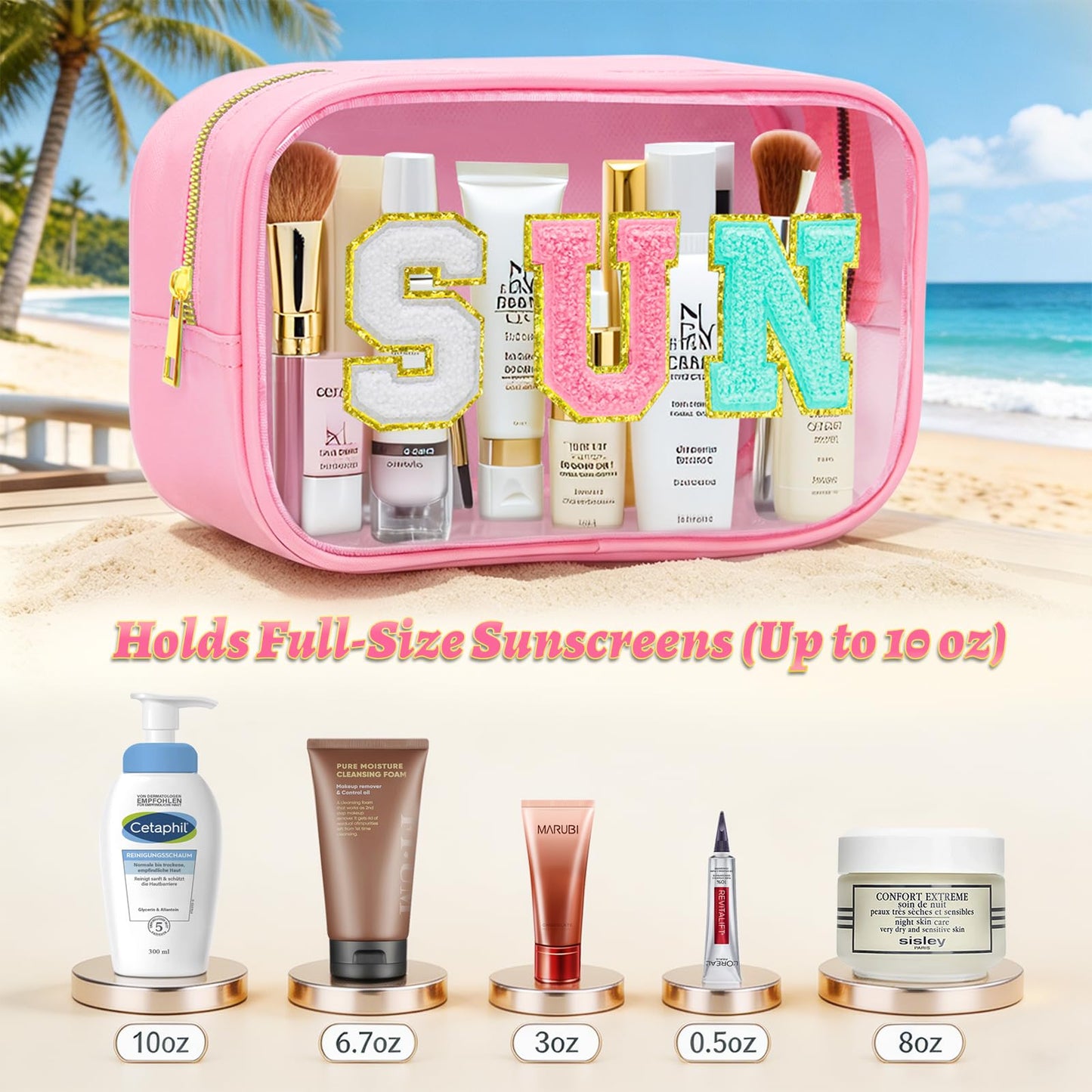 Kcjdd Clear Cute Waterproof Sunscreen Sun Bags Travel Toiletry Makeup Bag