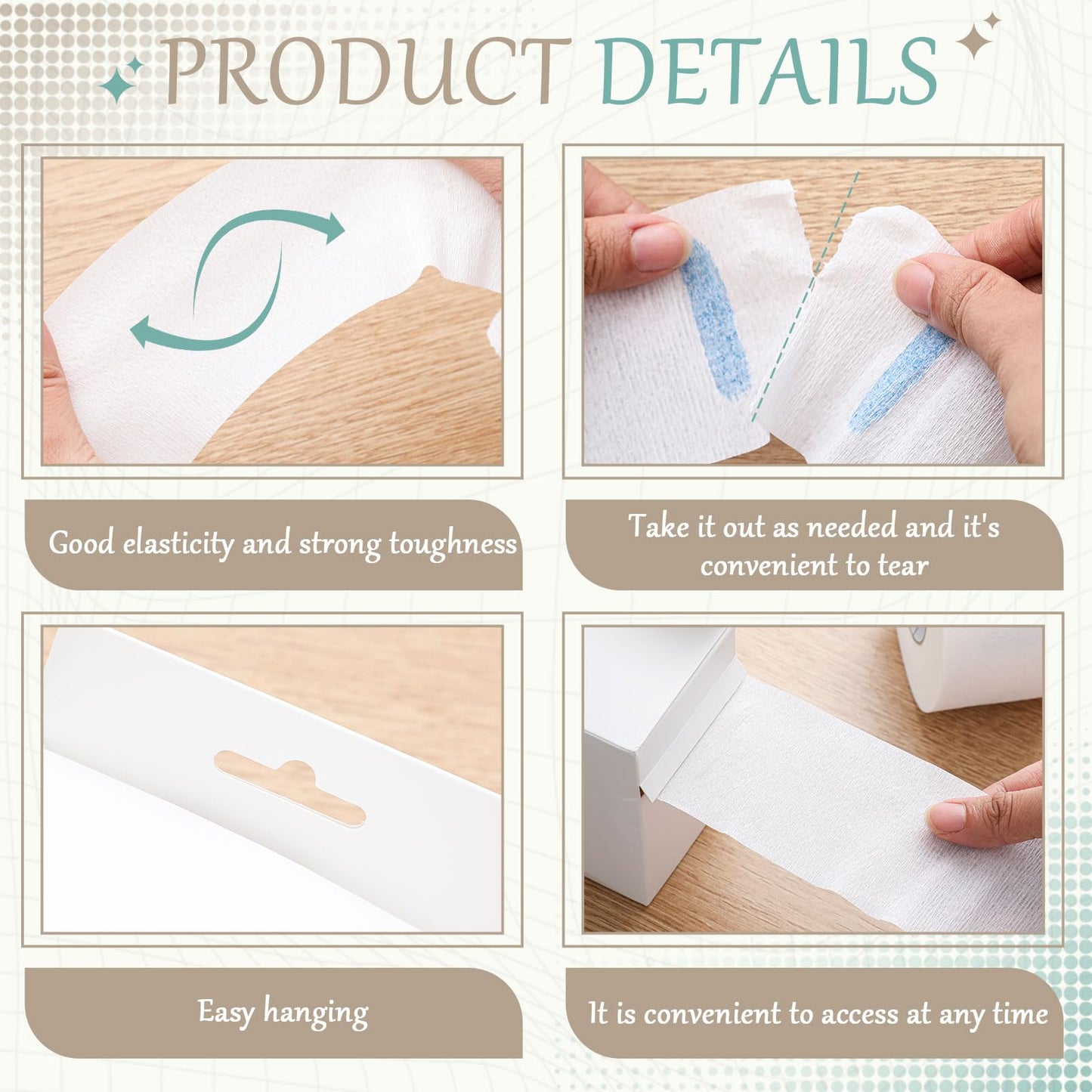 Marspark 5 Rolls Disposable Barber Neck Strips with Hanging Dispenser, Stretch Paper Strips, Professional Barber Supplies for Hairdressing, Haircut, Coloring and Styling Accessory Tool