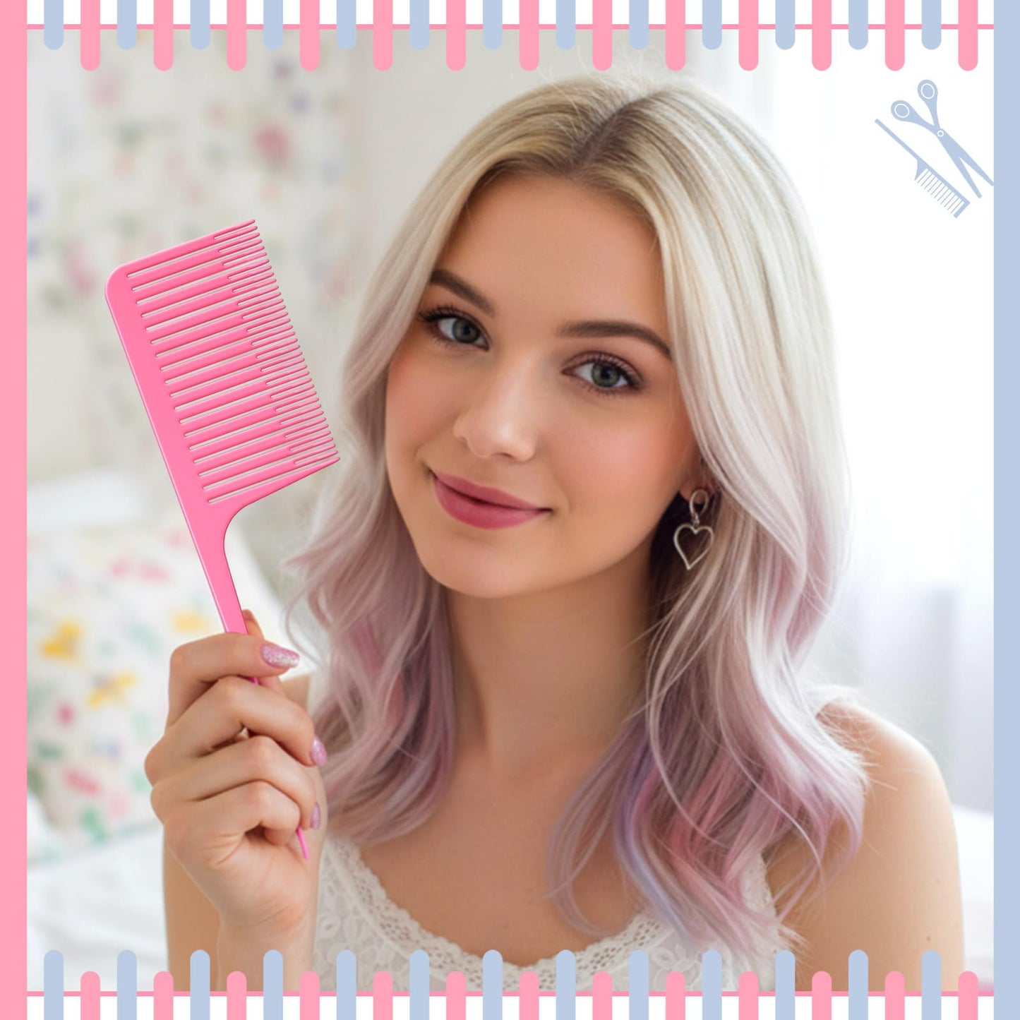 Patelai 6 Pcs Highlighting Comb Set Weaving Hair Dyeing Comb Weaving Sectioning Foiling Rat Tail Styling for Highlights Foiling Balayage Hair Coloring Men Women(Multicolor Style)