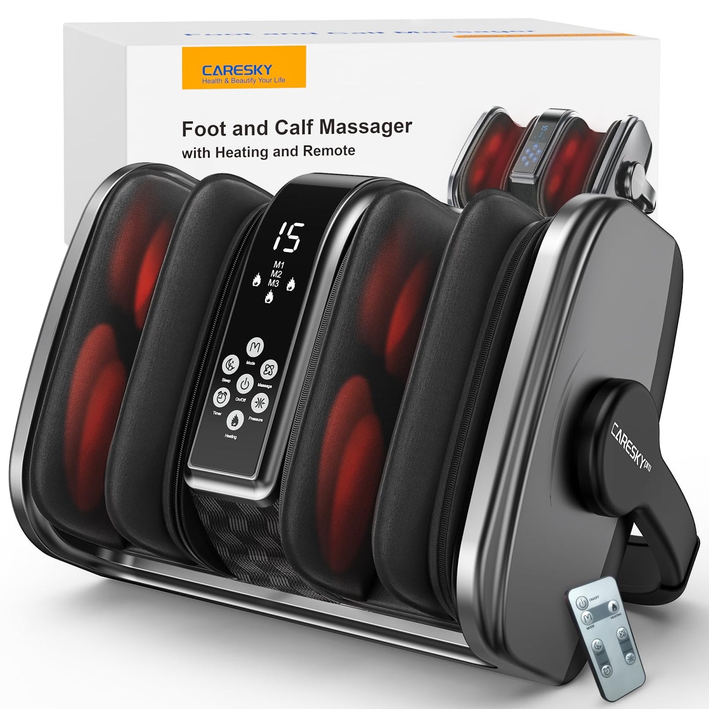 CARESKY Shiatsu Foot Massager with Heat, FSA Eligible HSA Foot Massager for Plantar Fasciitis, Neuropathy, Circulation and Pain Relief, Foot and Calf Massage at Home/Office