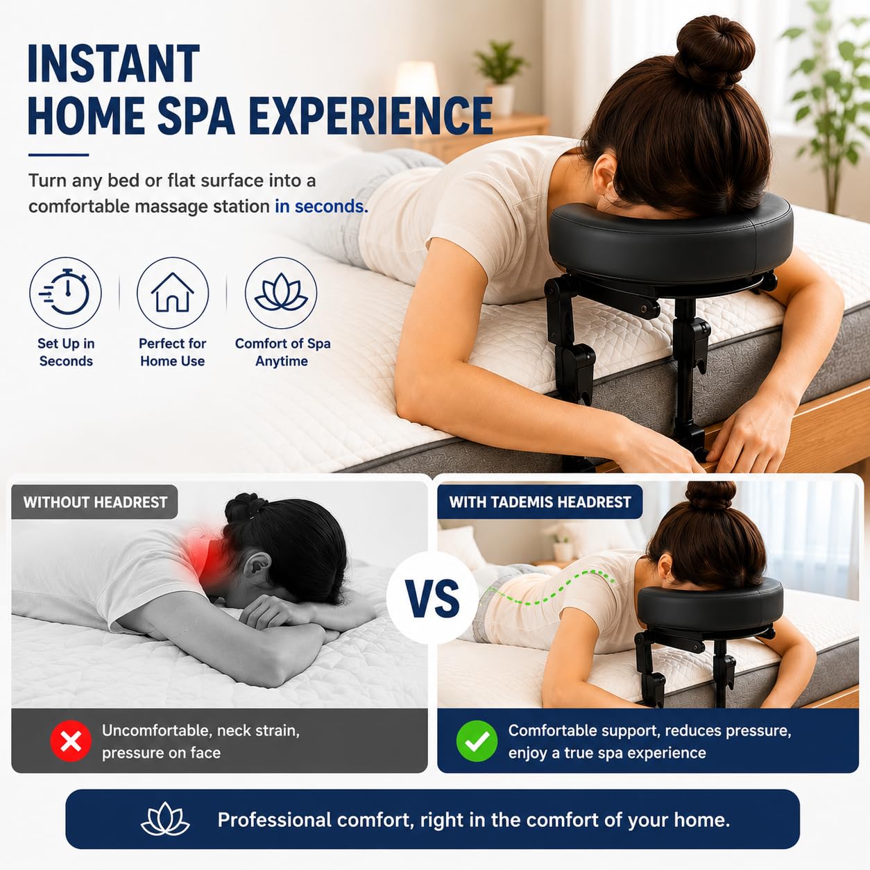 KONOVOLY Massage Headrest for Bed, Massage Home Mattress Top Massage Bed Head Extension Kit, Adjustable Headrest Face Cushion Massage Table at Home, Face Down Pillow After Eye Surgery (Black)