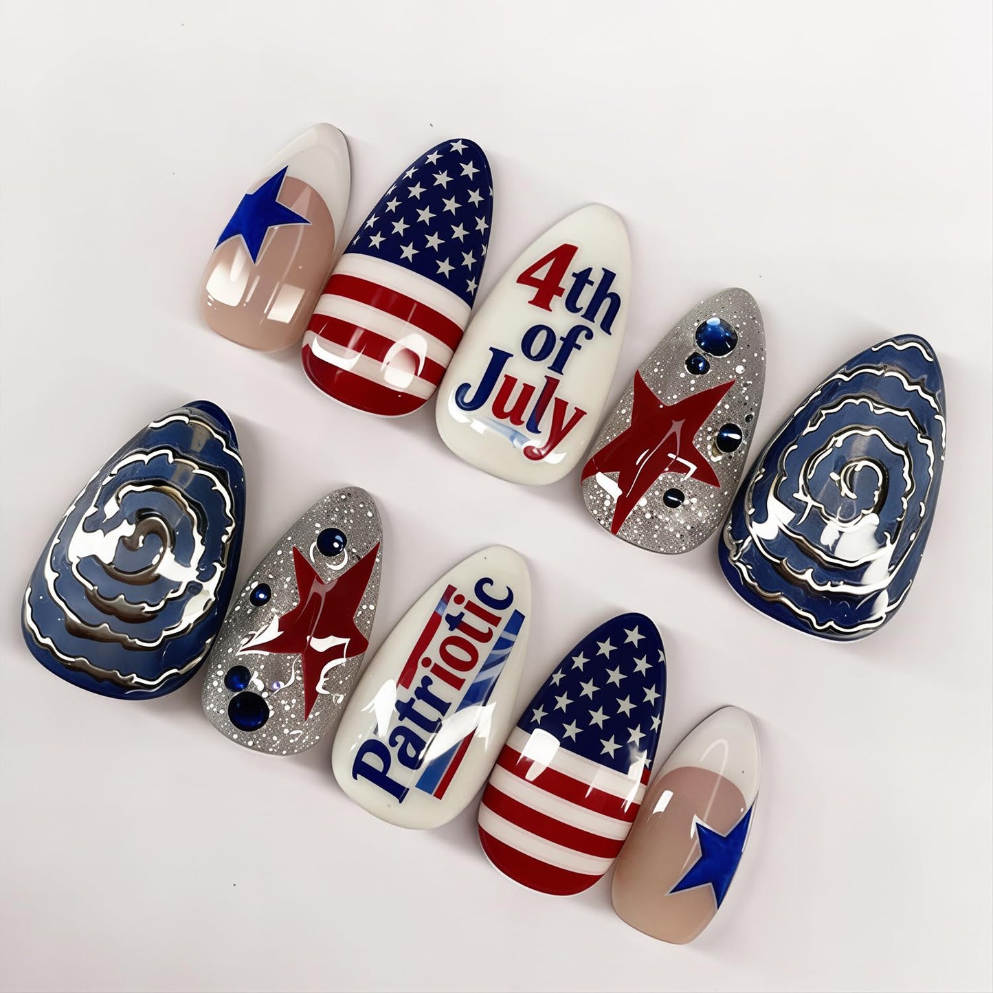 French Tip Press-On Nails - 30pcs Medium Almond Acrylic with 3D Flower & Pearl Design | Reusable Summer Nail Art
