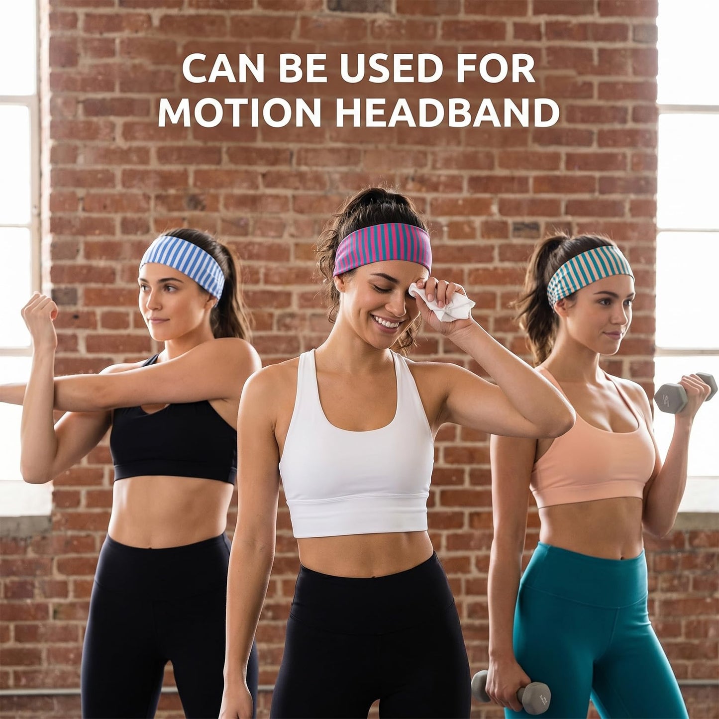 4 Pcs Striped Headband, Elastic Thick Wide Headband, Non Slip Soft Cute Headbands for Everyday Wear Sports Yoga Running and Other Occasions
