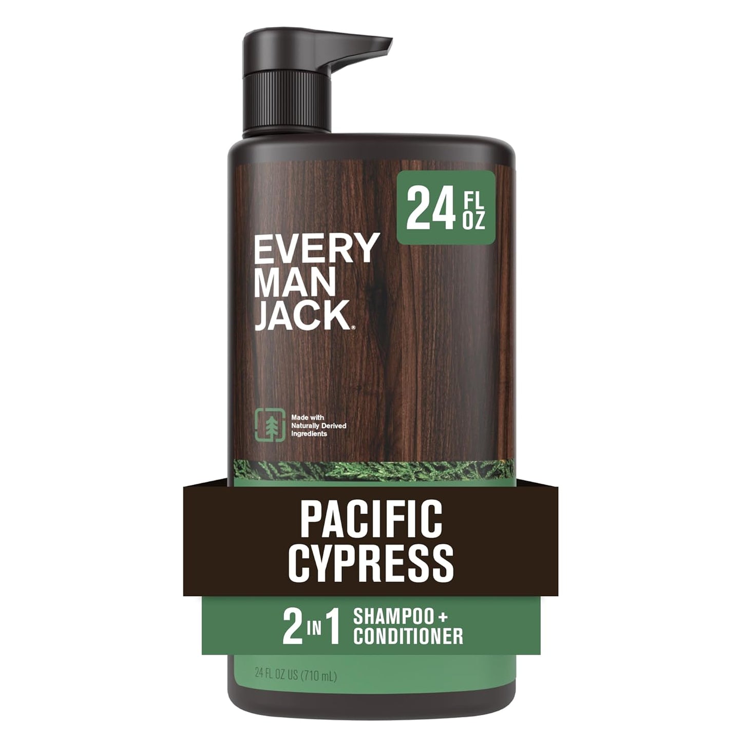Every Man Jack 2-in-1 Shampoo & Conditioner for Men - Nourishing Amber & Sandalwood | Cruelty-Free | 24oz
