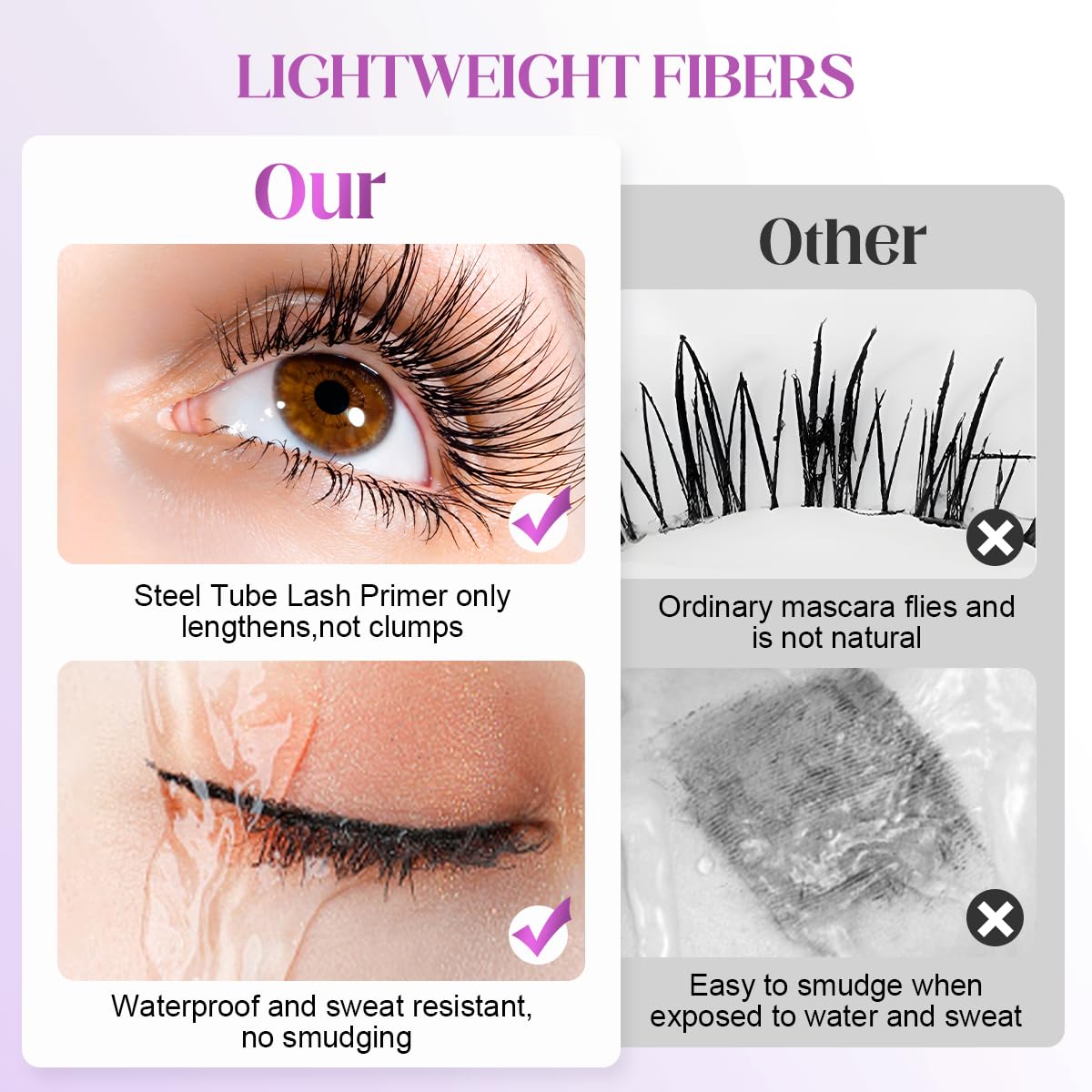 3D Curling Eyelash Iron Mascara, Ultra-Fine Lengthening Waterproof Quick-Dry Metal Wand Mascara Tubing, Washable, Long-lasting, Smudge Proof & No Flaking (Black)