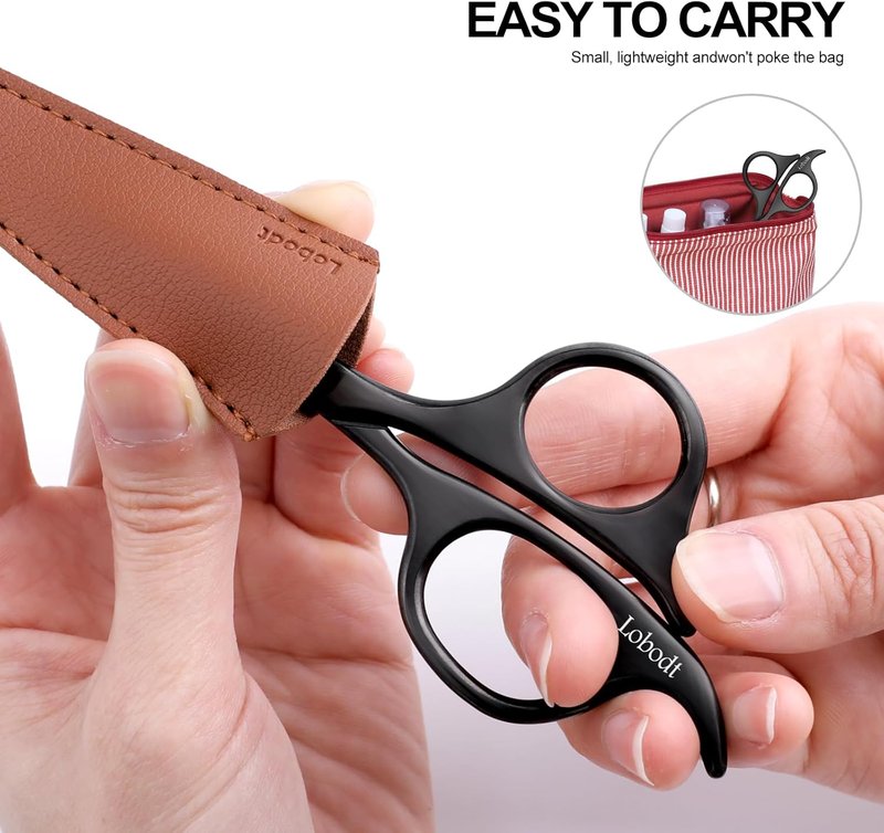 Nose Hair Scissors - 4.7-Inch Round-Headed Trimmers for Facial Hair, Beards & Eyebrows | Black