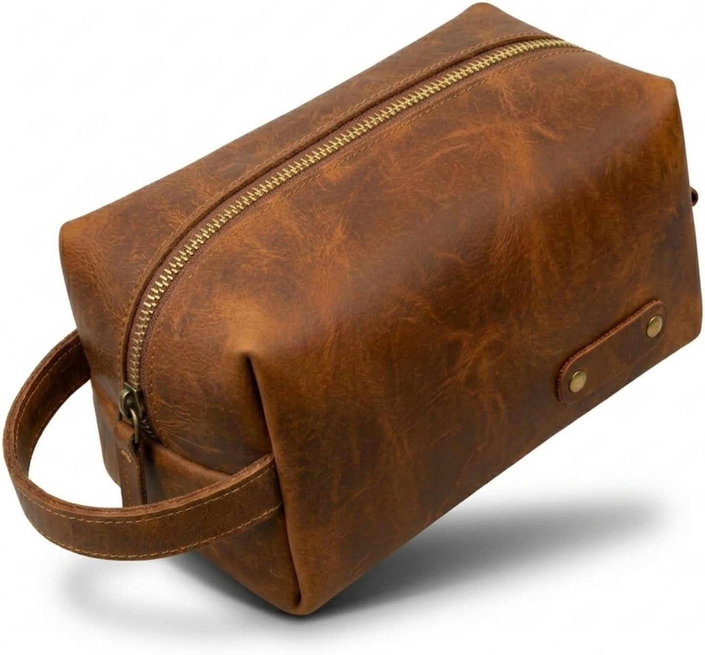 Personalized Toiletry Bag - Genuine Leather Dopp Kit with Custom Engraving | Travel Shaving Bag Gift for Men