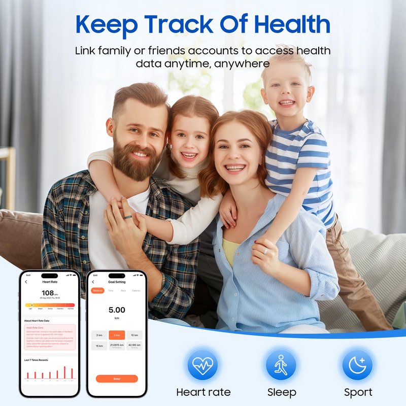 prxxhri Smart Health Ring, Featuring Stress and Sleep Monitoring Functions, Compatible with iOS and Android,Waterproof Fitness Tracker for Women & Men, No Subscription Fee. (Rose Gold, 8)