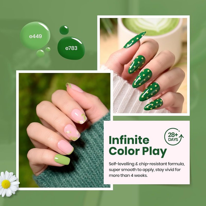 Beetles Green Gel Polish Set - 6 Pastel Green Nail Colors for Summer | Soak Off UV LED Manicure