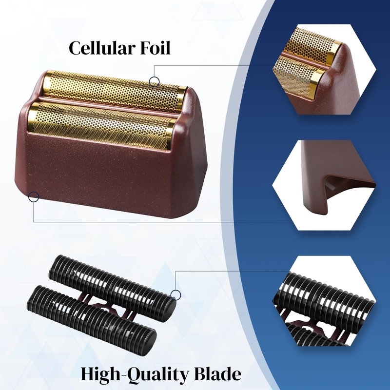 1 Pack Professional 5 Star Series Finale Shaver Replacement Foil and Cutter Bar Assembly Compatible with wahl Shaver Foil 7031-100, 7043-100 Super Close Shaving Replacement Heads，Red