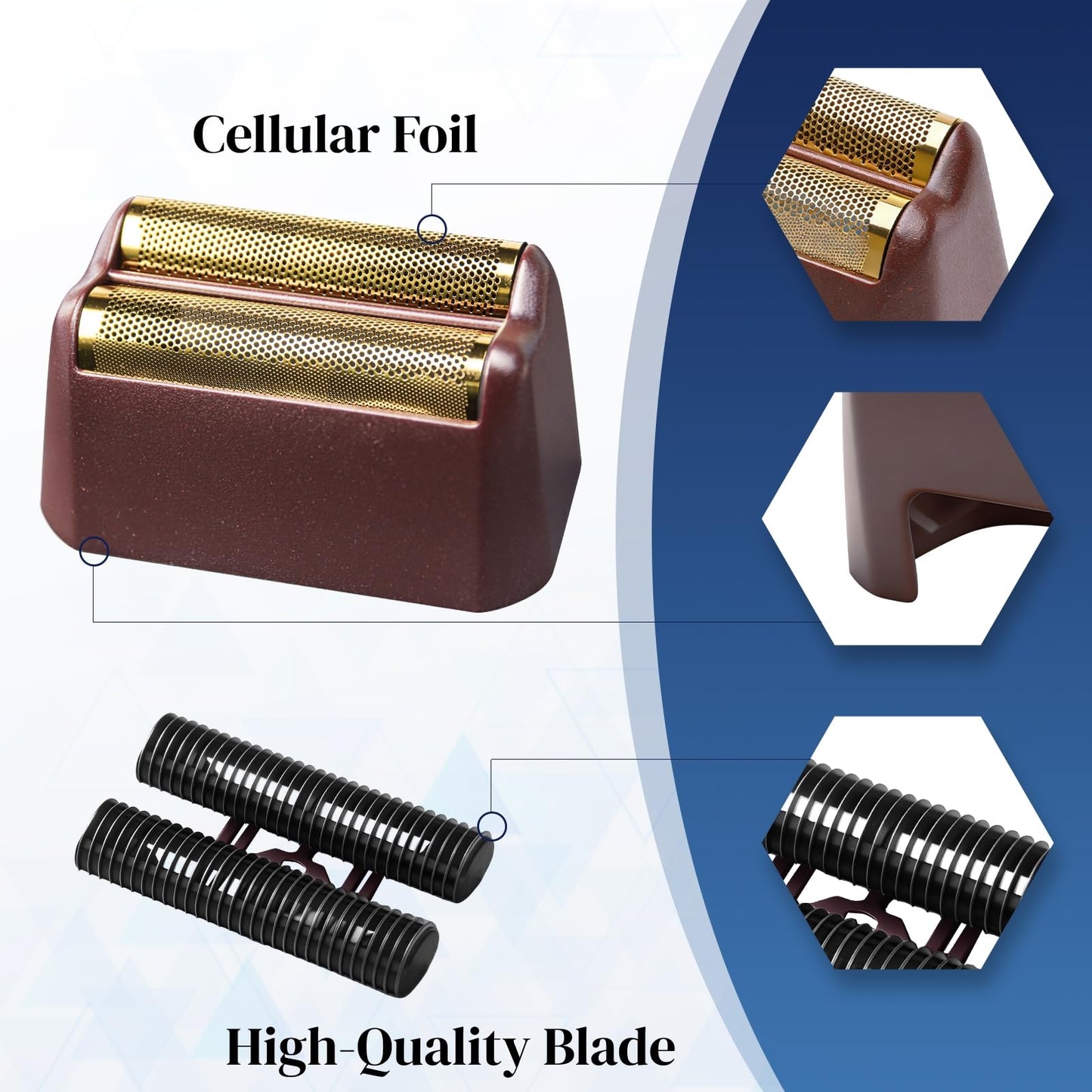 2 Pack Professional 5 Star Series Finale Shaver Replacement Foil and Cutter Bar Assembly Compatible with wahl Shaver Foil 7031-100, 7043-100 Super Close Shaving Replacement Heads，Red