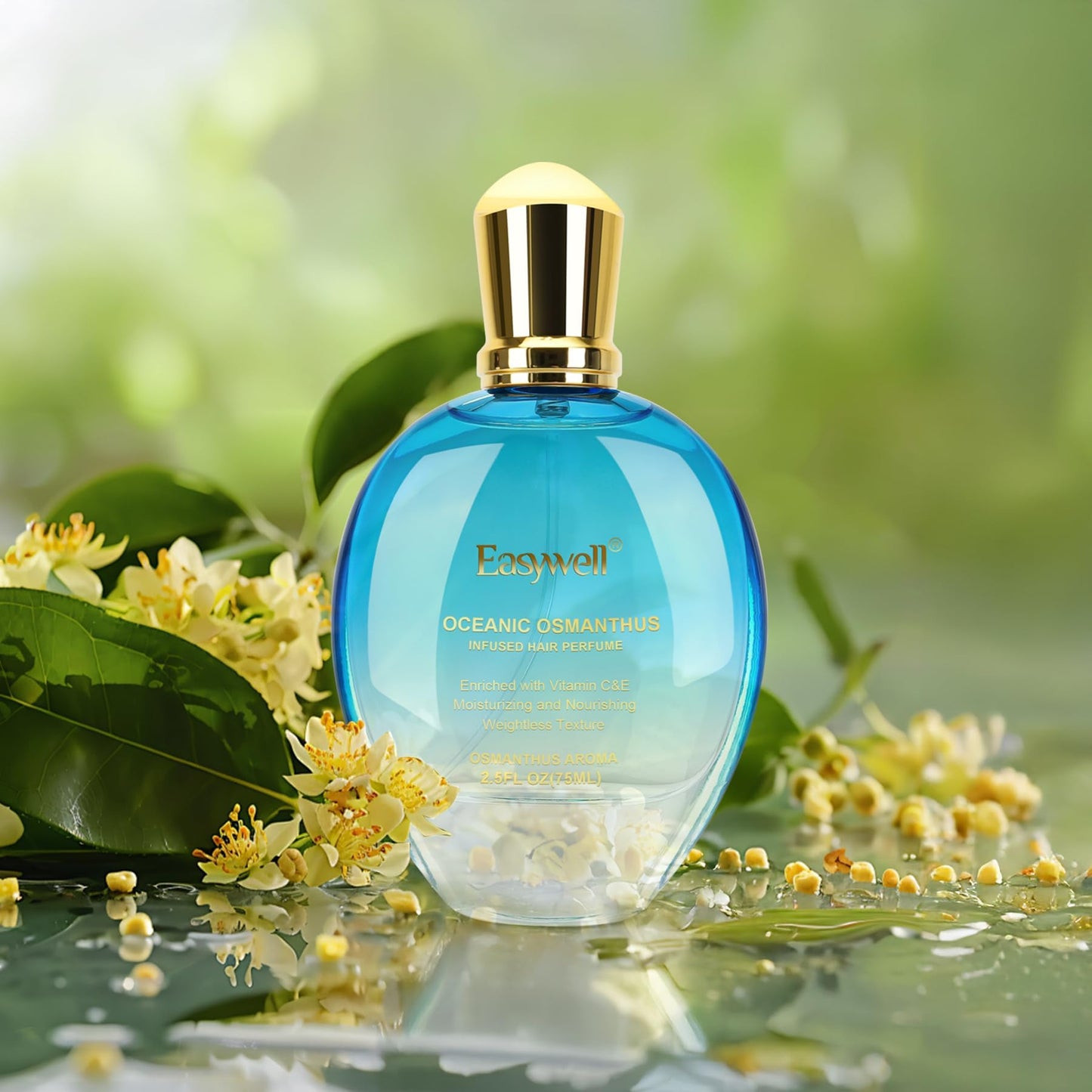 EASYWELL Hair Perfume for Women, Christmas Gift Birthday Gifts for Mom and girls, Leave In Conditioner Spray with Vitamin B5, Hair Care Fragrance, Hair Oil Mist, Oceanic Osmanthus, 2.5 fl oz