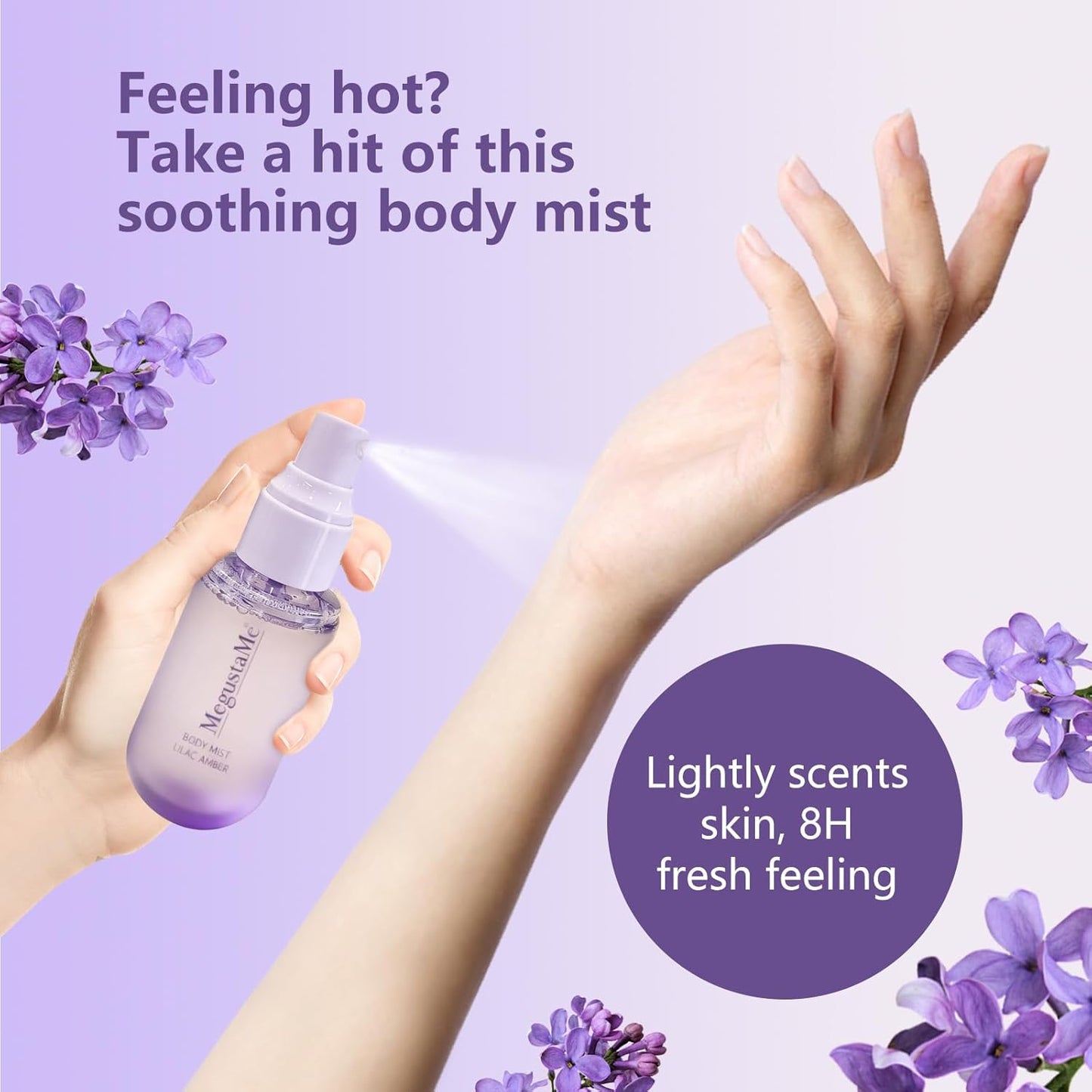 Lilac Amber Body Spray for Women - Long-Lasting Floral Woody Scent | Paraben-Free, Travel Size 3.38 fl oz (100ml)
