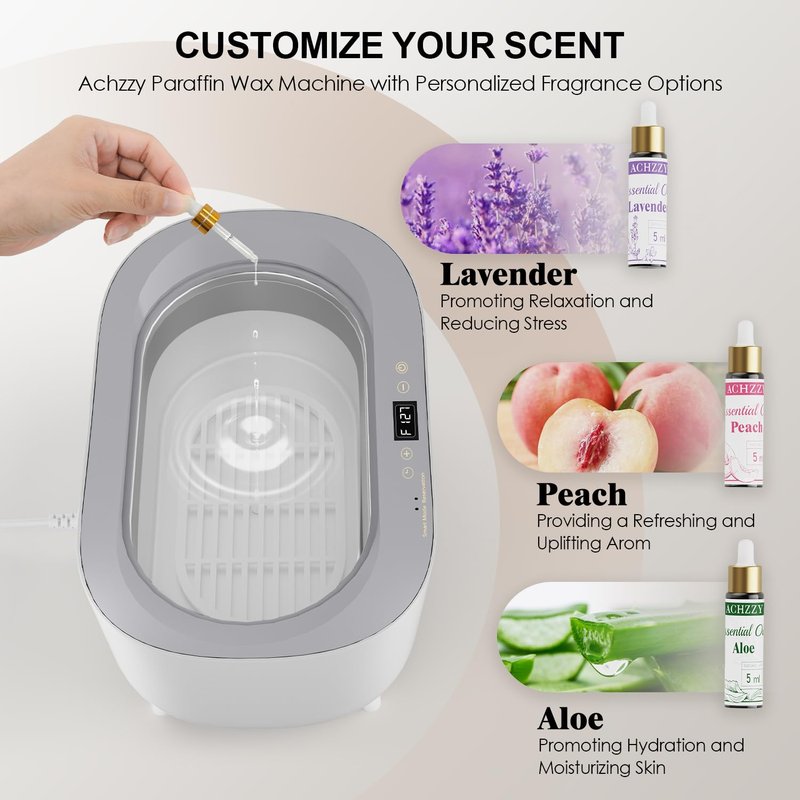 Achzzy Paraffin Wax Machine for Hands and Feet, 5000ml Professional Wax Warmer with Temperature Control, Smart Heating, Stainless Steel Inner Pot, Moisturizing Hot Wax Bath with Unscented Refills