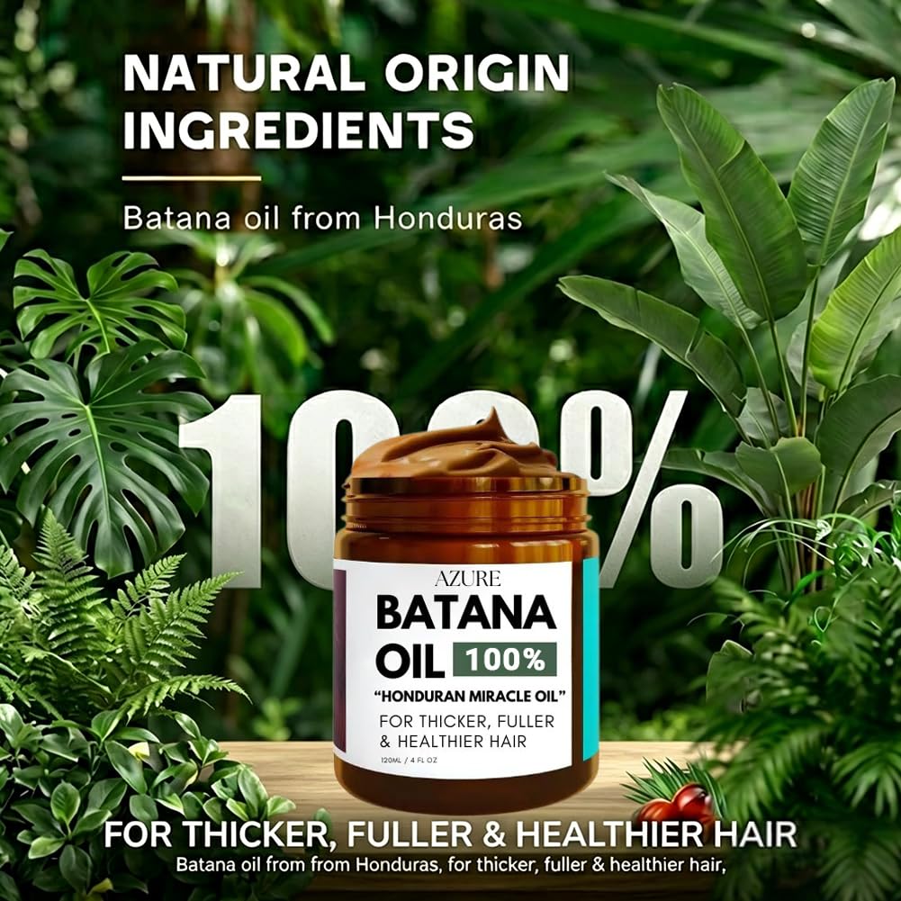 Azure Batana Oil for Hair Growth - 100% Pure Hydrating Oil for Thicker, Stronger Hair | Scalp Health for Men & Women
