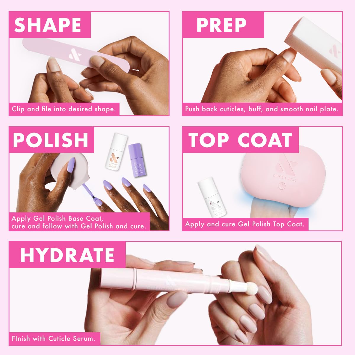 Olive & June Summer Gel Nail Polish - Hema Free, Long Lasting Formula | Boysenberry Glass, 21 Days Wear