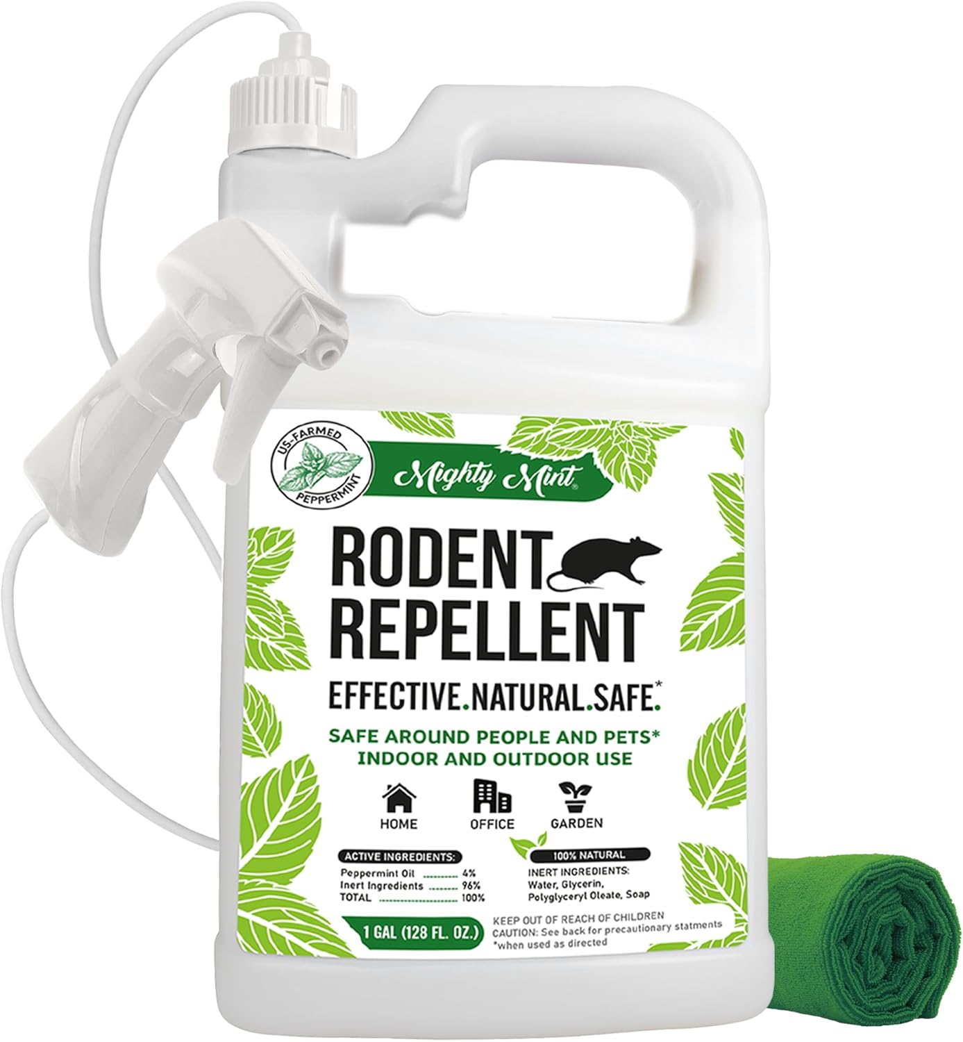 Peppermint Oil Rodent Repellent Spray - Natural Indoor & Outdoor Control for Mice and Rats | 1 Gallon (128 oz)