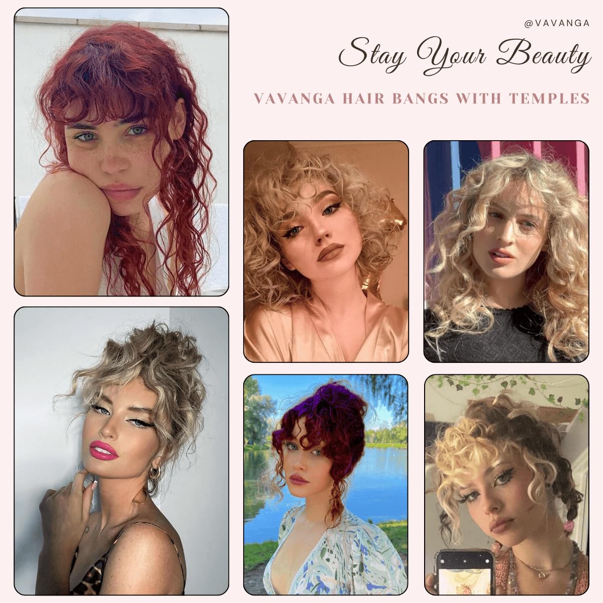 VAVANGA Curly Bangs Clip in Hair Extension