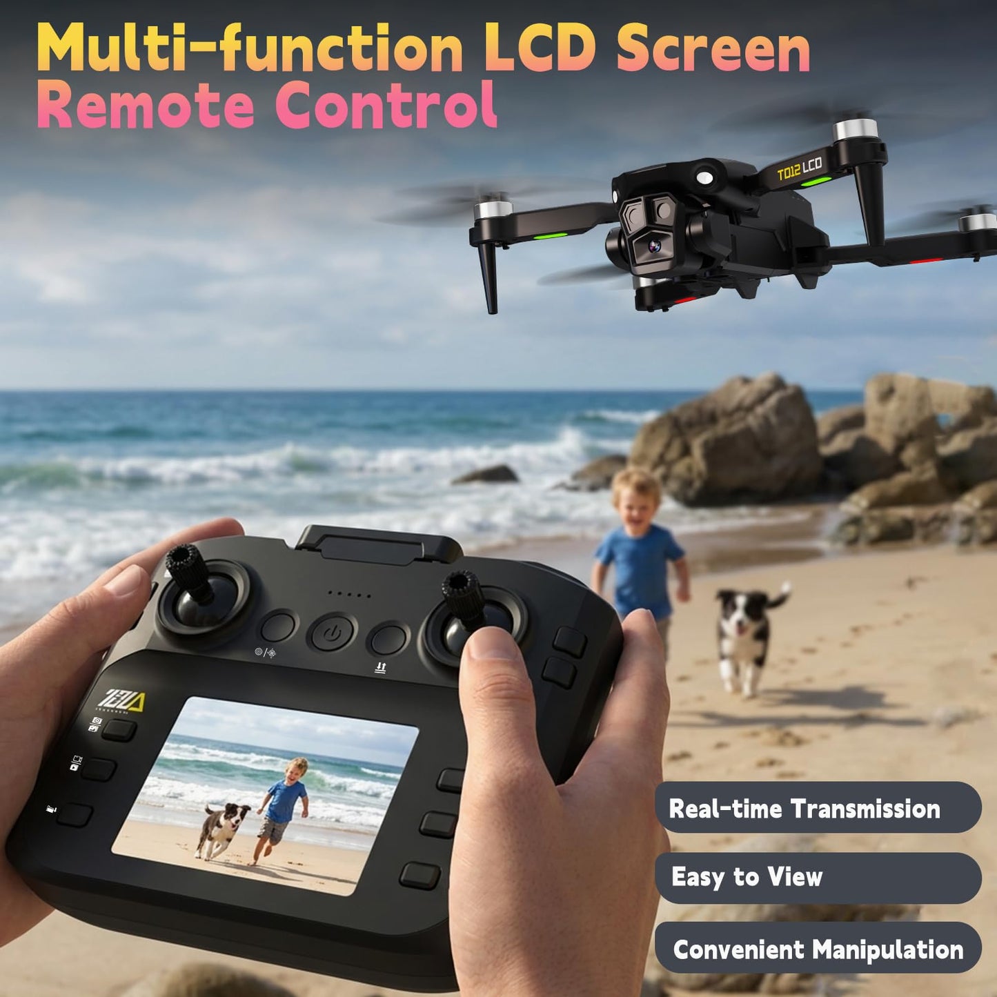 Drone with Camera LCD Screen RC FPV Drone with Brushless Motor Professional Live Video UHD, Drones for Adults Foldable Mini Quadcopter for Beginners, 360° Flips Support 32G SD Card MAX Under 250G Gifts
