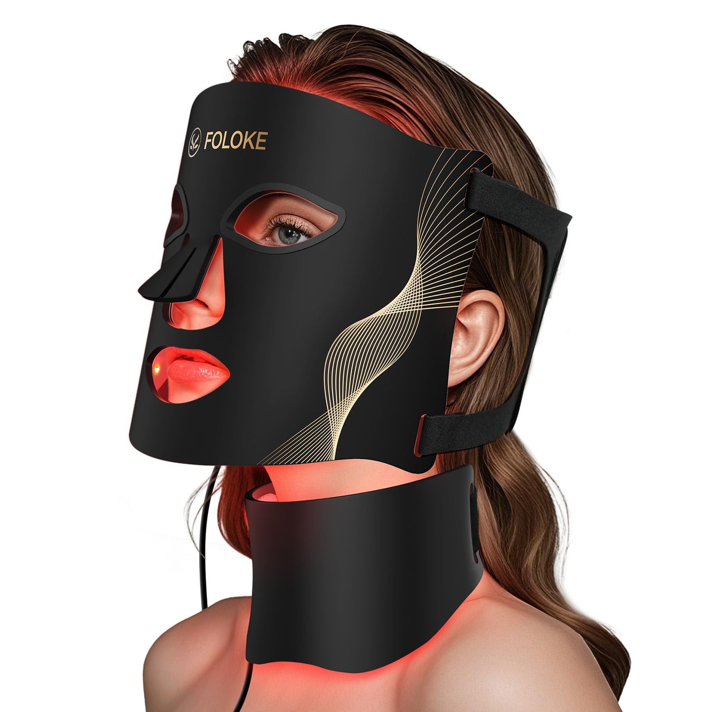 LED Light Therapy Mask Skin Care Mask, LED Red 630±5nm & NIR 830nm Wavelength for Home Use（Advanced Black）