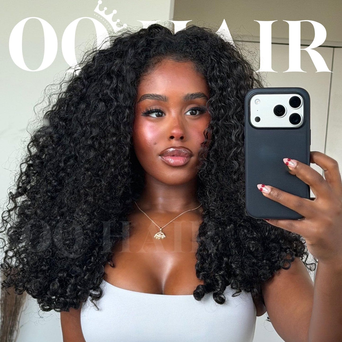 OQ HAIR Burmese Curly Half Wig Human Hair Beginner Friendly 3 In 1 Seamless Flip Over Headband Wig 180% Density Glueless Elastic Drawstring Wear and Go Wig for Women 20 Inch