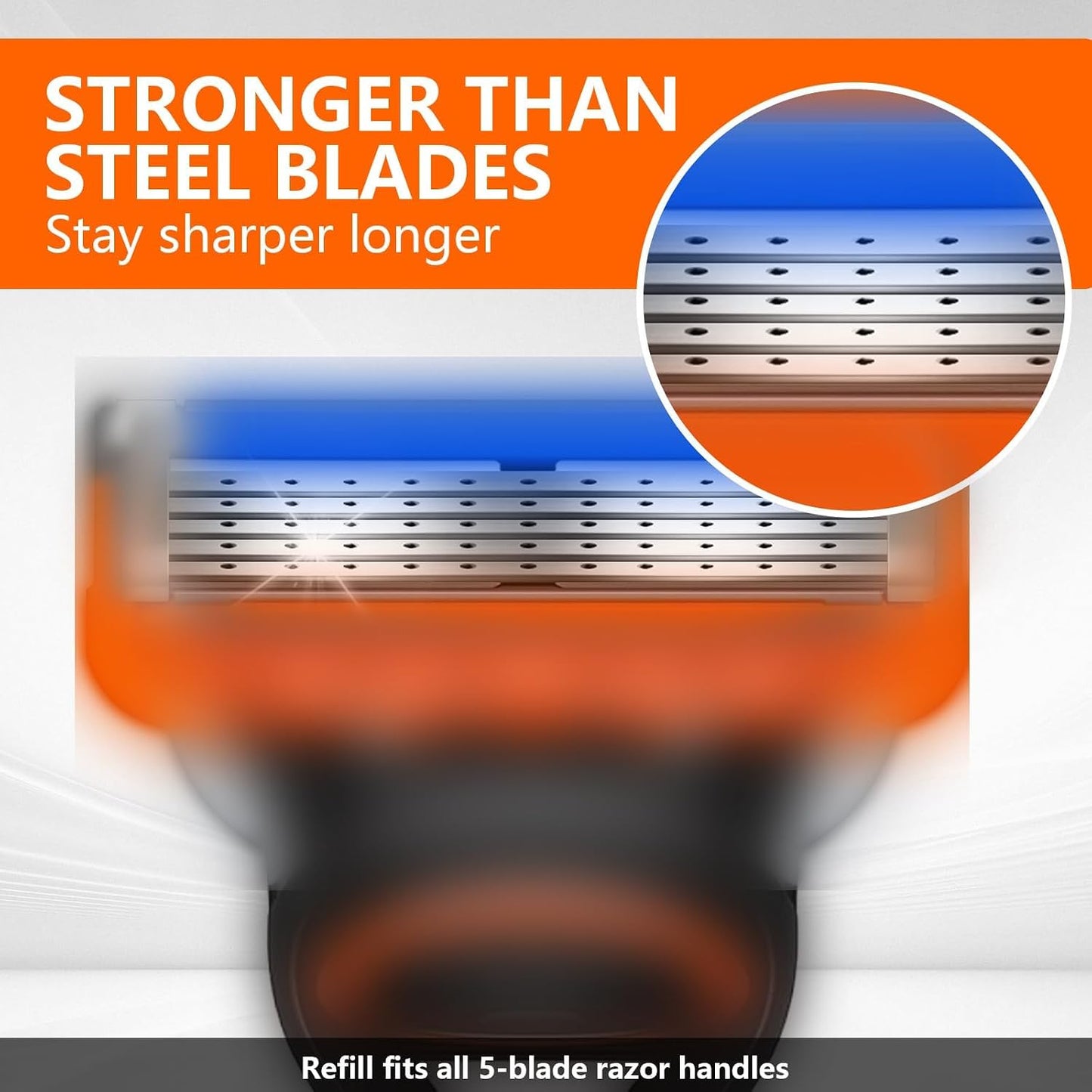 16 PCS Razor Blade Refills for Fusion 5 | Comfortable Orange Shaving Blades