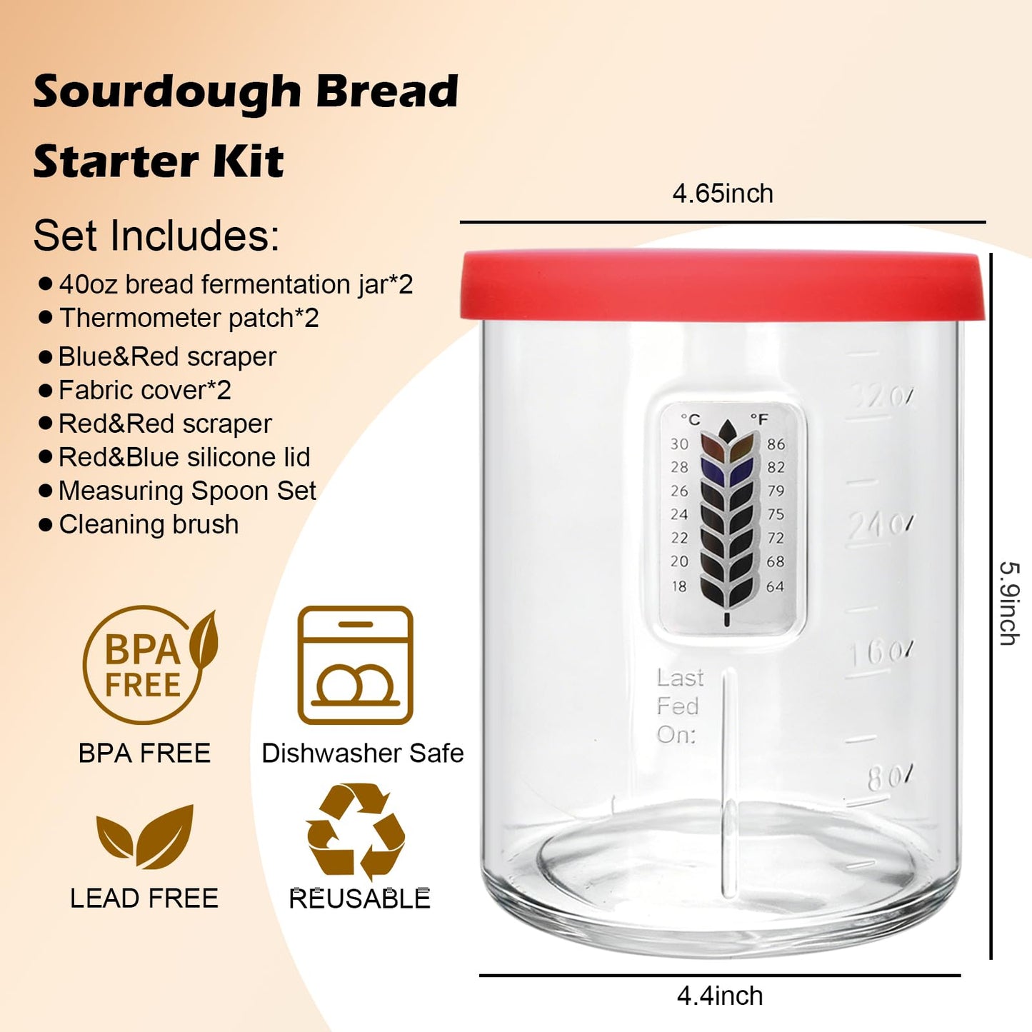 2Pack Sourdough Starter Jar - 40oz Large Sourdough Jar