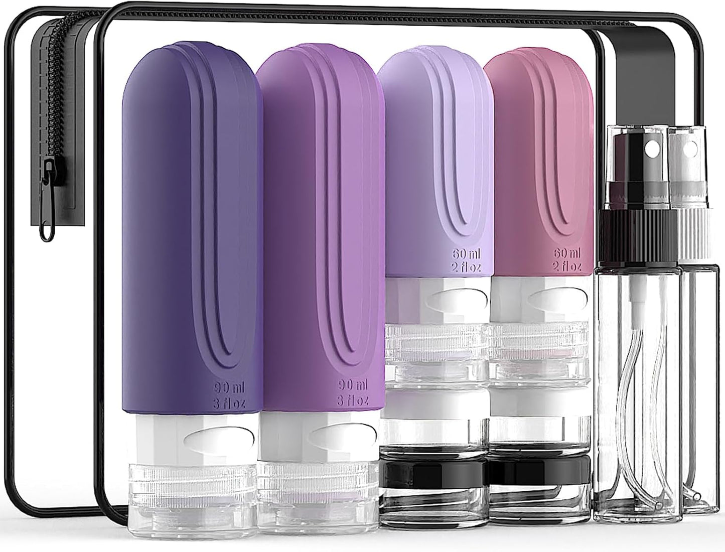 Travel Bottles for Toiletries - TSA Approved Leak Proof Silicone Set | 10 Pack Gray Containers