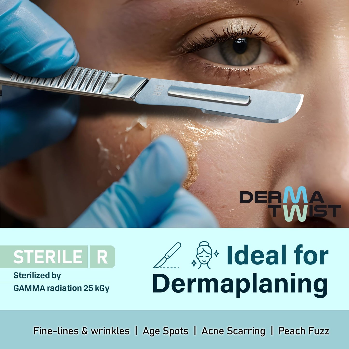 DermaTwist 14R Dermaplane Razor for Women Face – 15-Pack Sterile Dermaplane Scalpels Blades + #3 Dermaplane Handle Facial Razors for Women Face Dermaplaning Professional Face Shaver