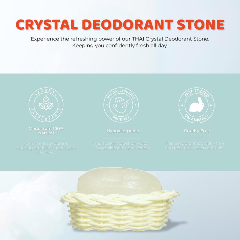 Thai Deodorant Stone Crystal Stone in Basket