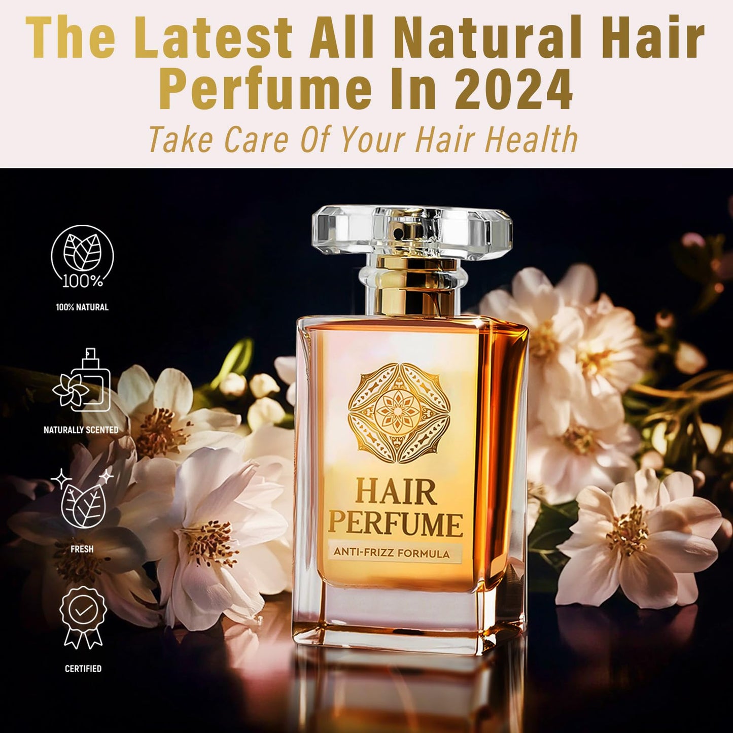 TDZLDM Hair Perfume, Natural Scented Pheromones Perfumes for Women, 50ml Leave-In Conditioning Spray for Dry & Frizzy Hair, Long Lasting Fragrance & Smoothing Spray