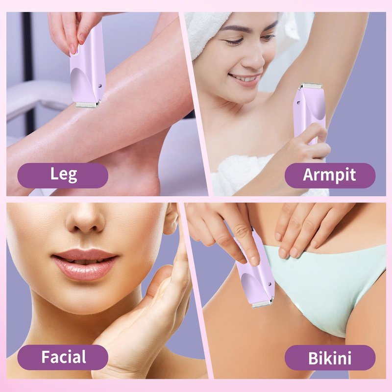 XYOUWEI 2 in 1 Bikini Trimmer for Women, Rechargeable Electric Razors for Women, Wet/Dry Use Lady Electric Shaver for Bikini Face Lip Underarm Legs Pubic Hair