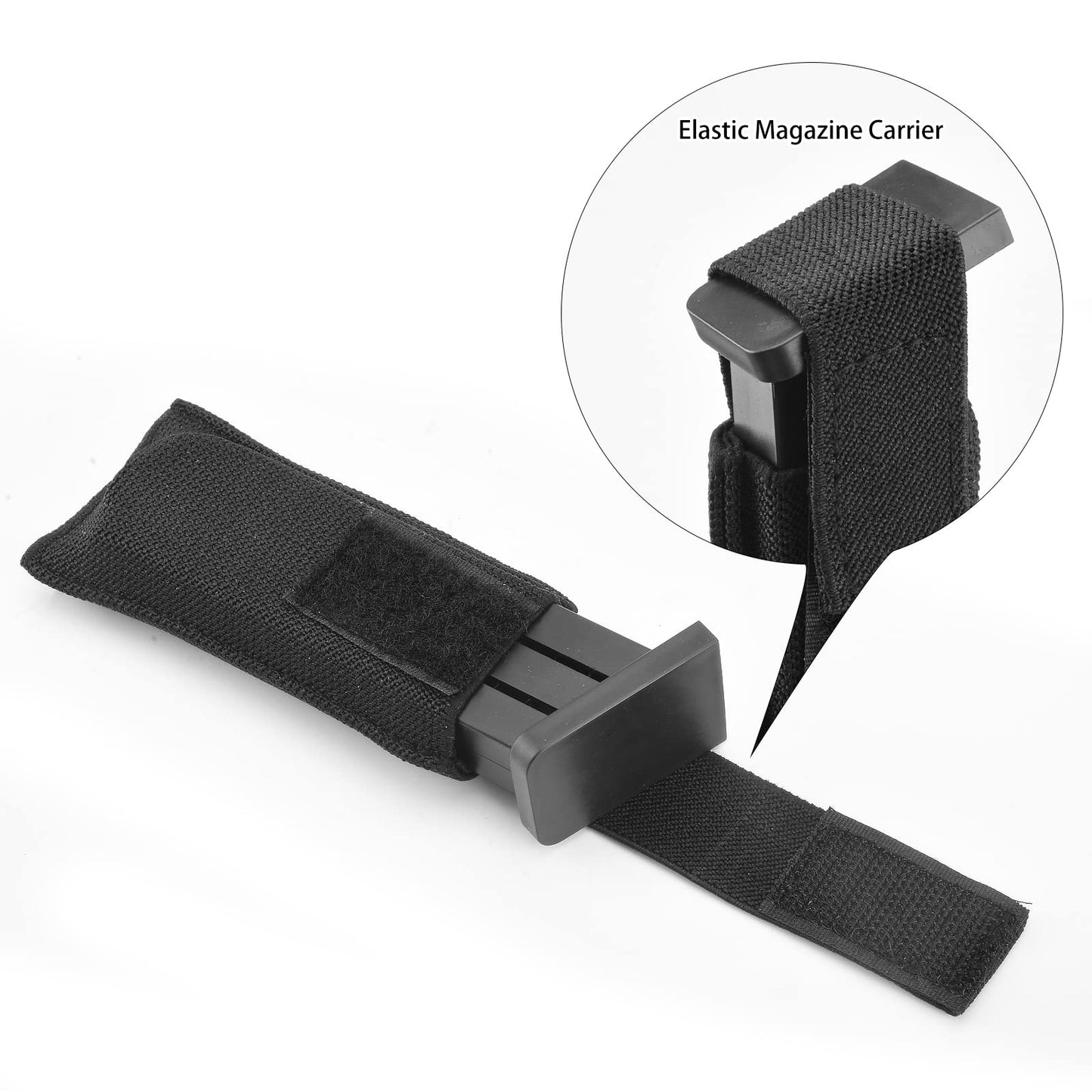 MOTAIN Horizontal Magazine Concealed Carrier,1 Pack Extra Single/Double Pistol Magazine Carrier Pouch with Safety Hook & Loop
