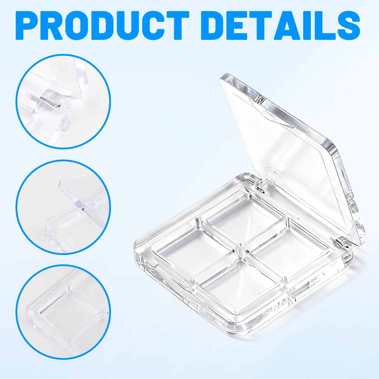 Fampery 4-Pack Empty Lipstick Palette - 4 Grid Clear Empty Makeup Palette Cases - Highlighters Sample DIY Eyeshadow Powder Blush Lipstick Boxes - Travel Eye Shadow Dispensing Storage Container