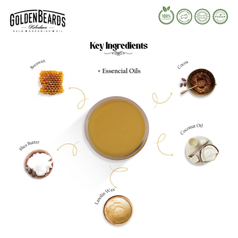 Golden Beards Mustache Wax with GB-77 Folding Comb – Organic & Natural Styling Wax for Men – Strong Hold, Vegan, Cruelty-Free Grooming Kit
